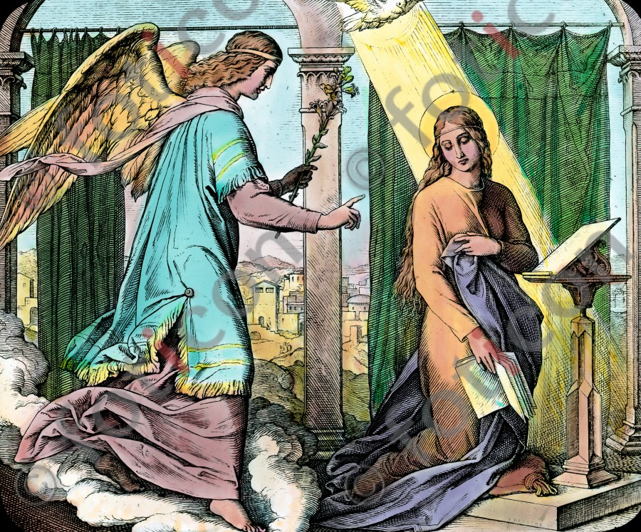Der Engel Gabriel verkündet Maria die Geburt eines Sohnes | The angel Gabriel announced Maria the birth of a son  (simon-101-006.jpg)